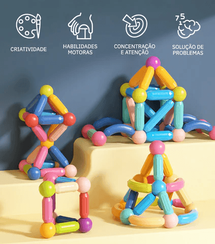 Blocos de Construção Magnéticos Interativo Infantil - Constru Zippy